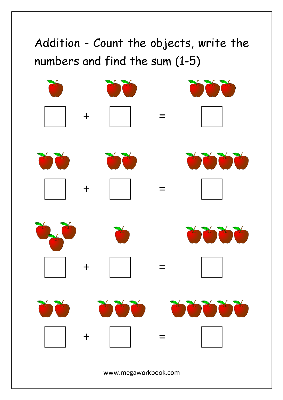 30 Addition Worksheets For Jr Kg