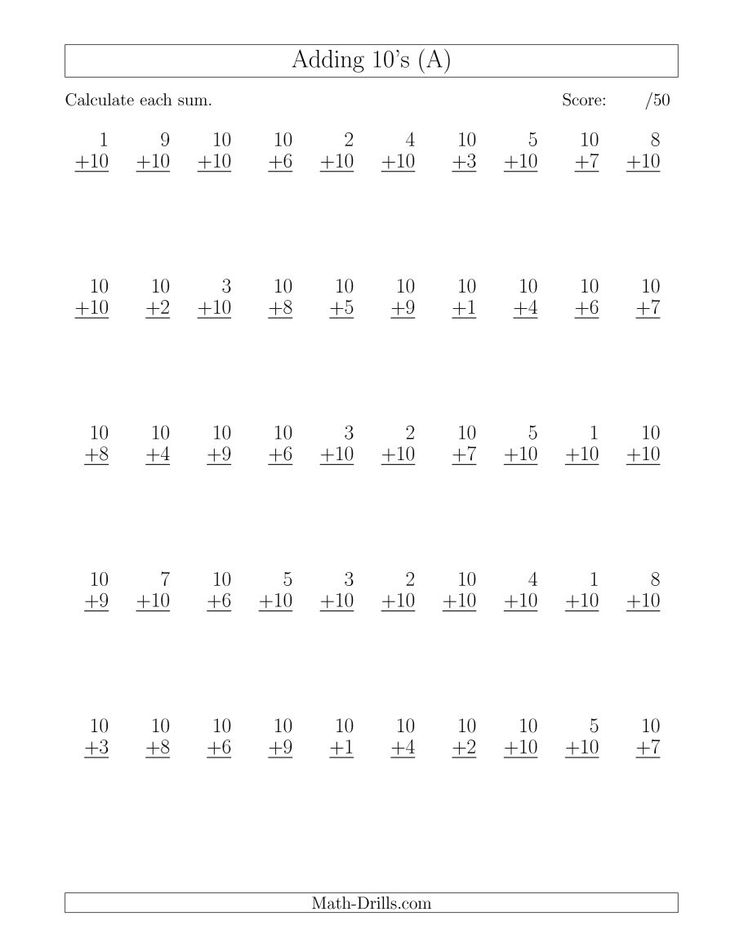 30 Addition Worksheets To Ten