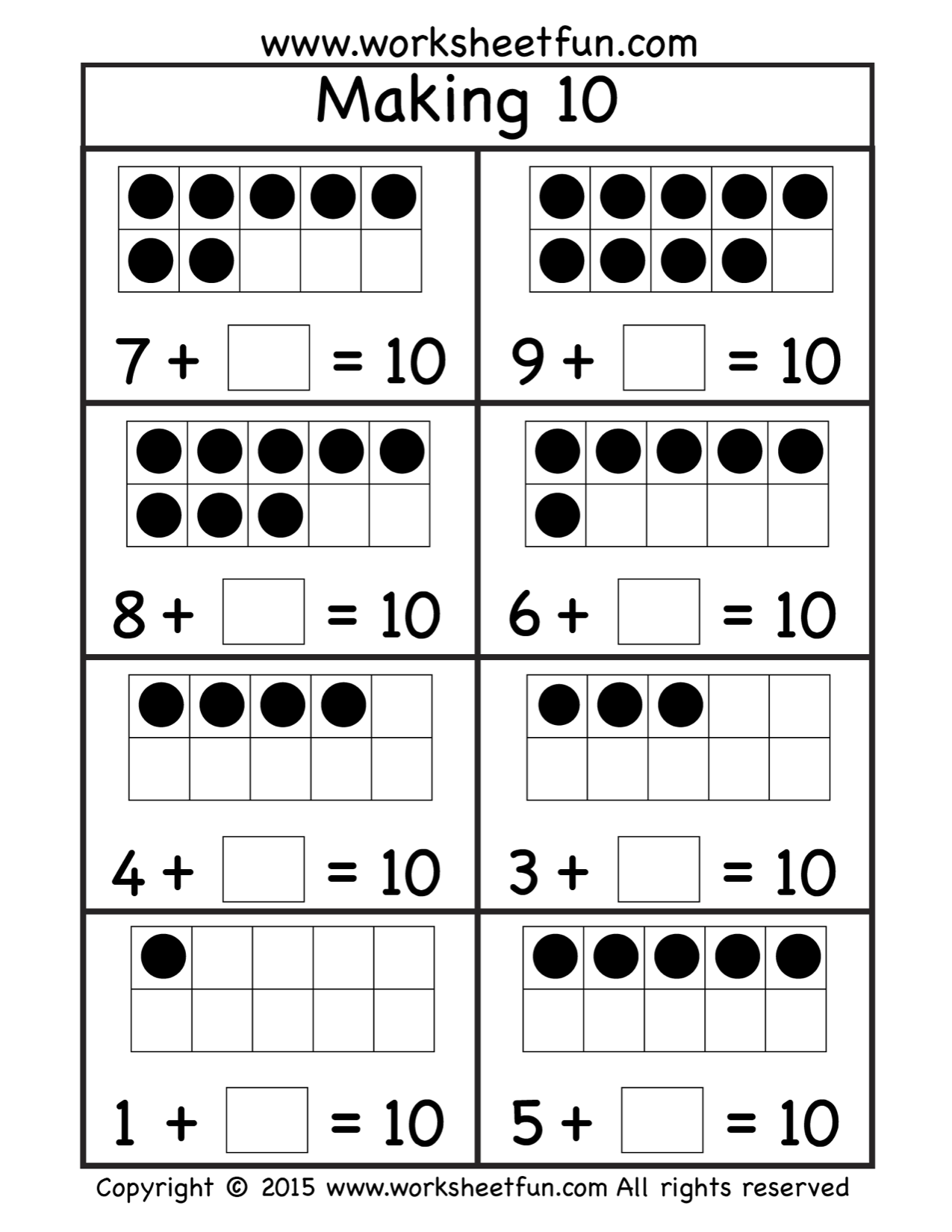 30 Addition Worksheets To Ten