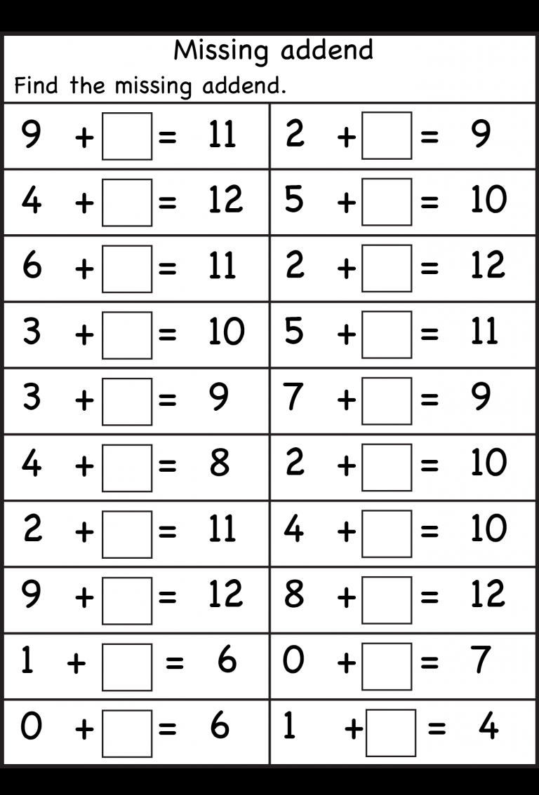 30 Addition Worksheets To Ten