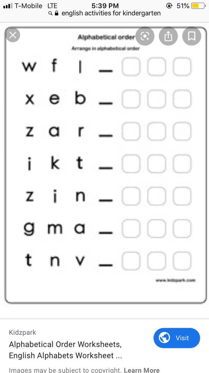 30 Alphabet Order Worksheets Kindergarten