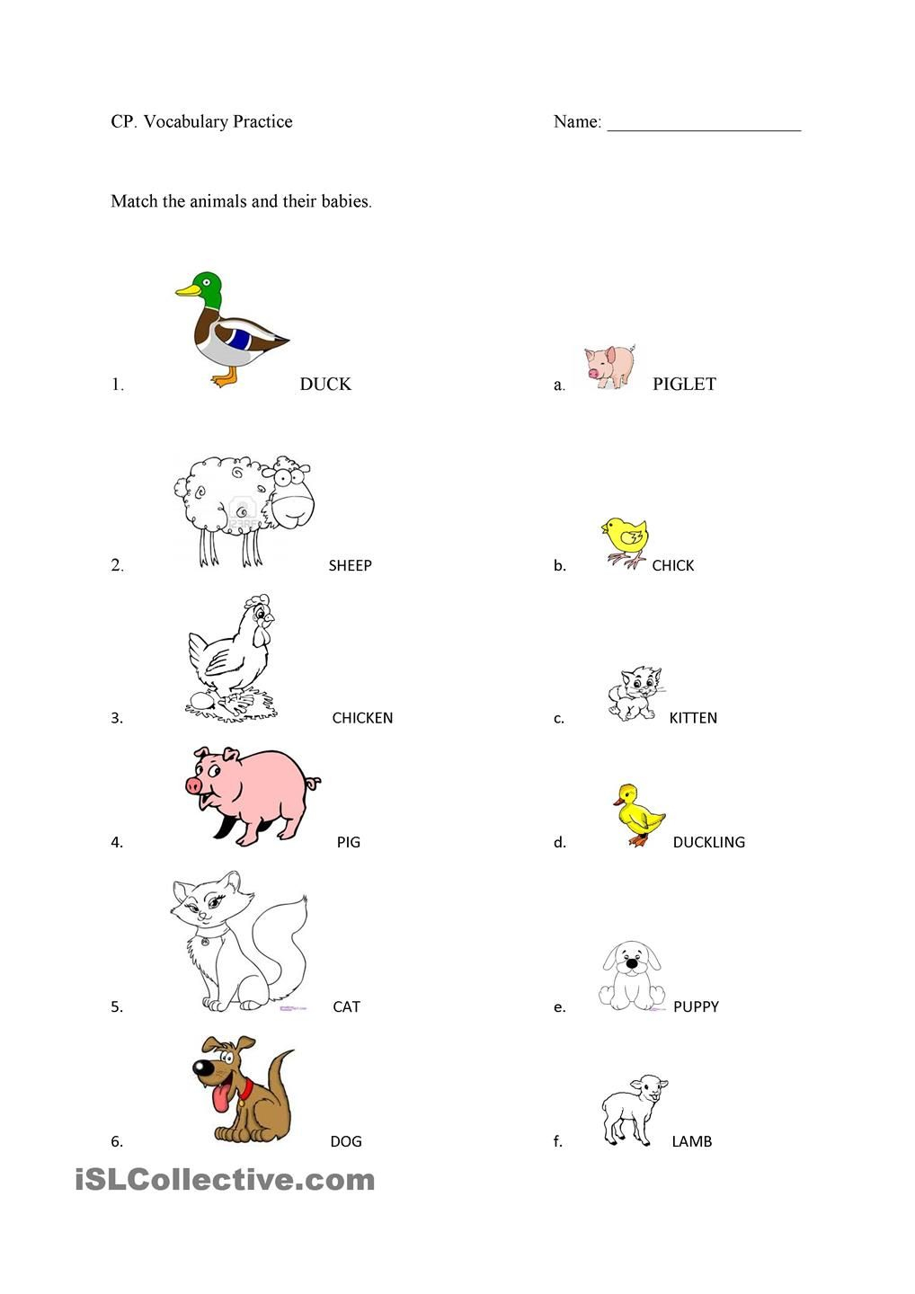 30 Baby Animals Worksheets For Kindergarten