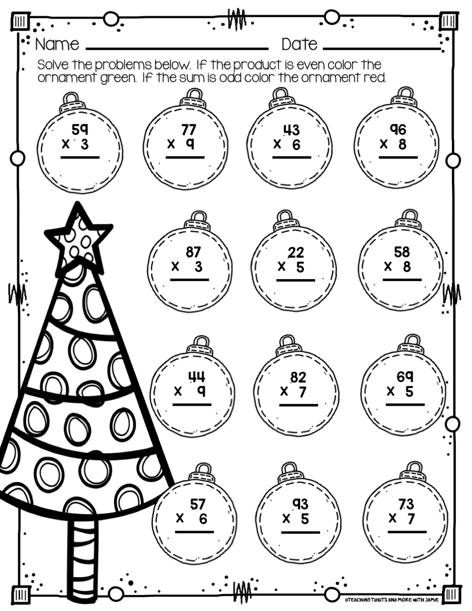 30 Christmas Math Multiplication Worksheets