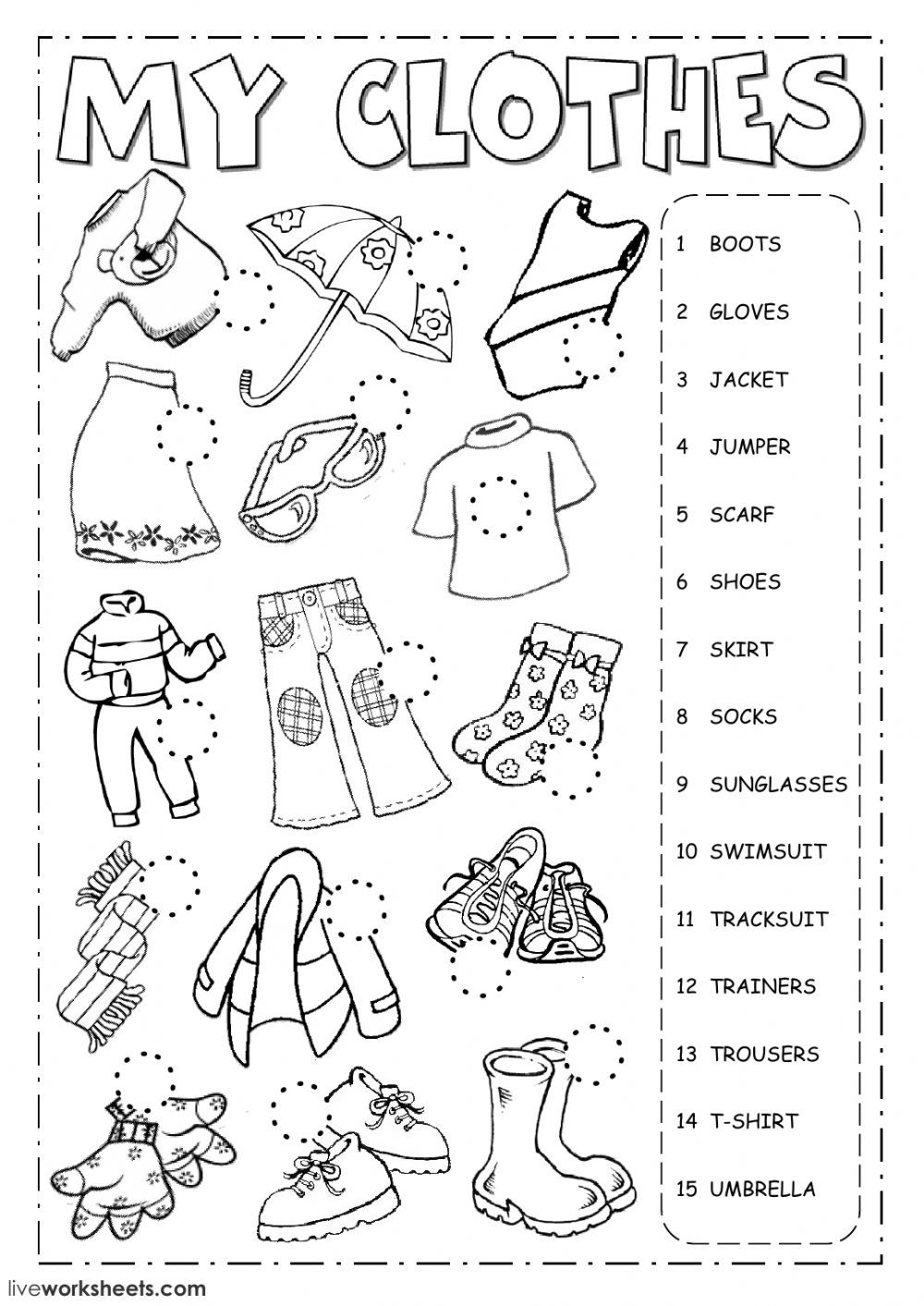 30 Clothes Worksheets For Kids Kindergarten