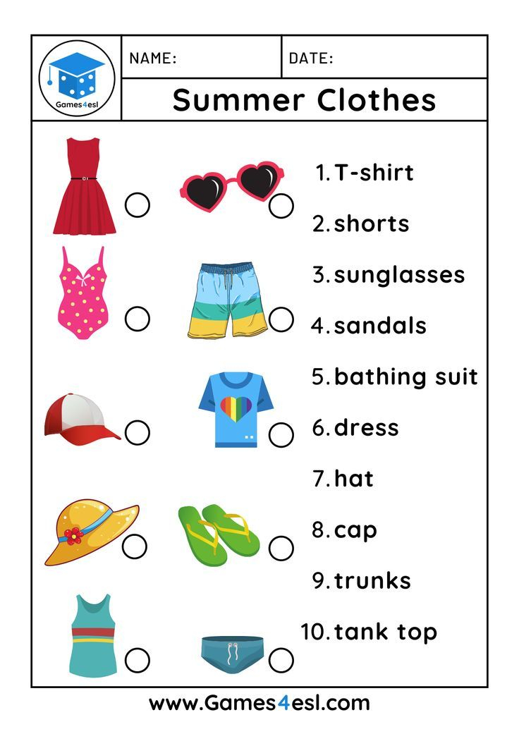 30 Clothes Worksheets For Kids Kindergarten