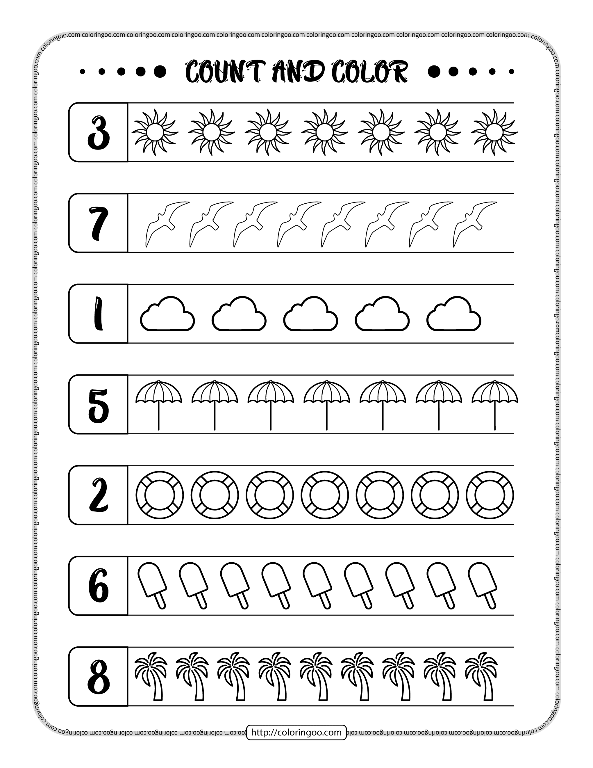 30 Count And Color Worksheets Kindergarten