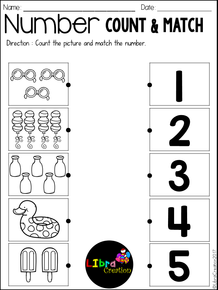 30 Count And Match Worksheets Kindergarten Easy