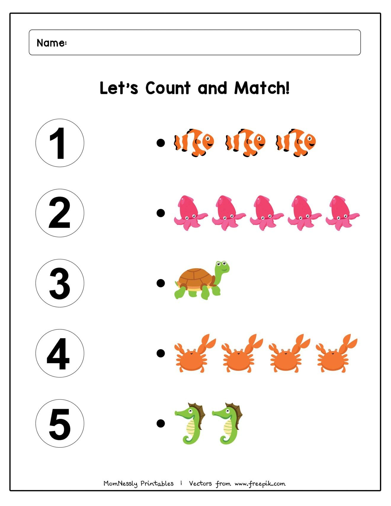 30 Count And Match Worksheets Kindergarten Easy