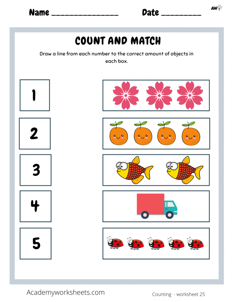 30 Count And Match Worksheets Kindergarten Easy