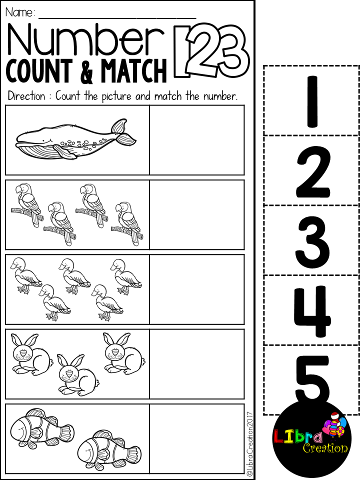 30 Count And Match Worksheets Kindergarten Easy