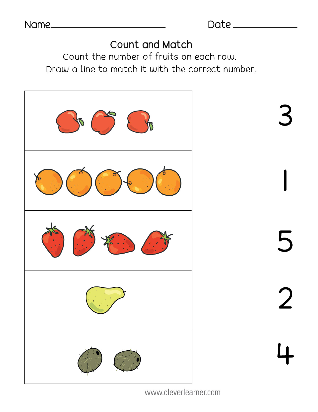 30 Count And Match Worksheets Kindergarten Easy