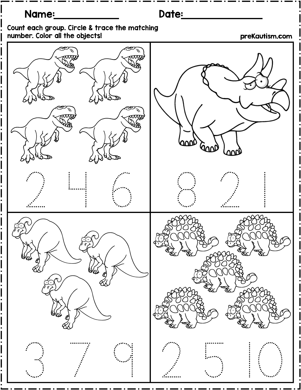 30 Dinosaurs Worksheets For Kindergarten