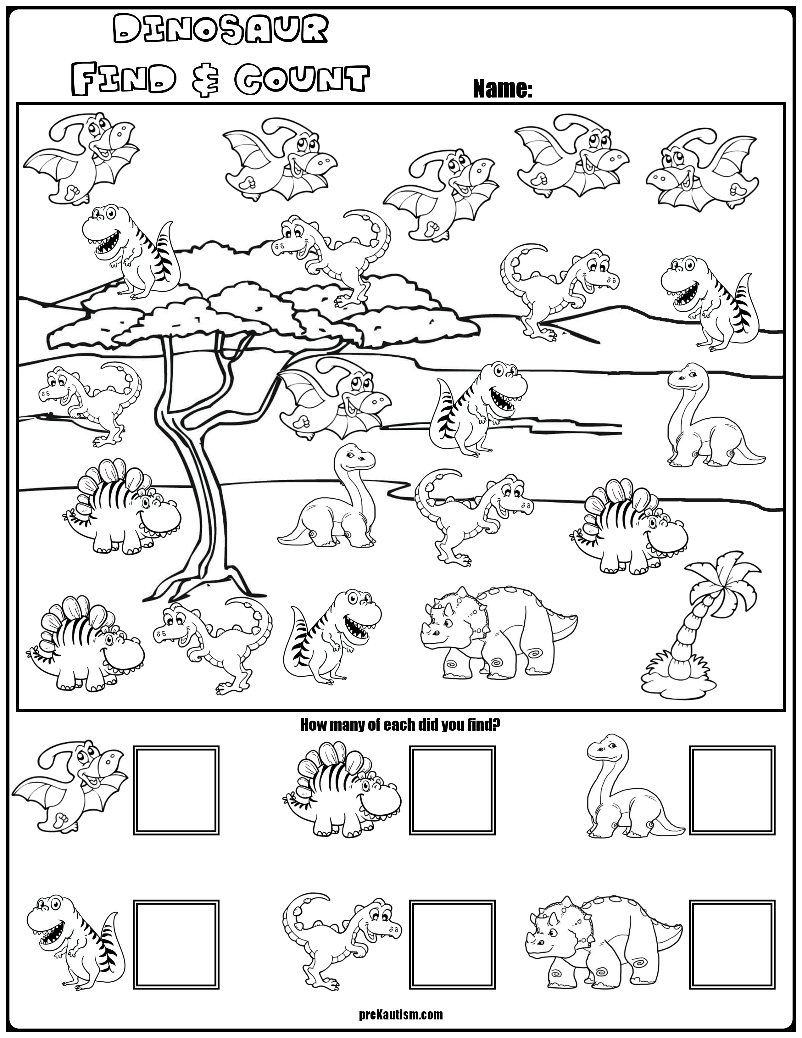 30 Dinosaurs Worksheets For Kindergarten