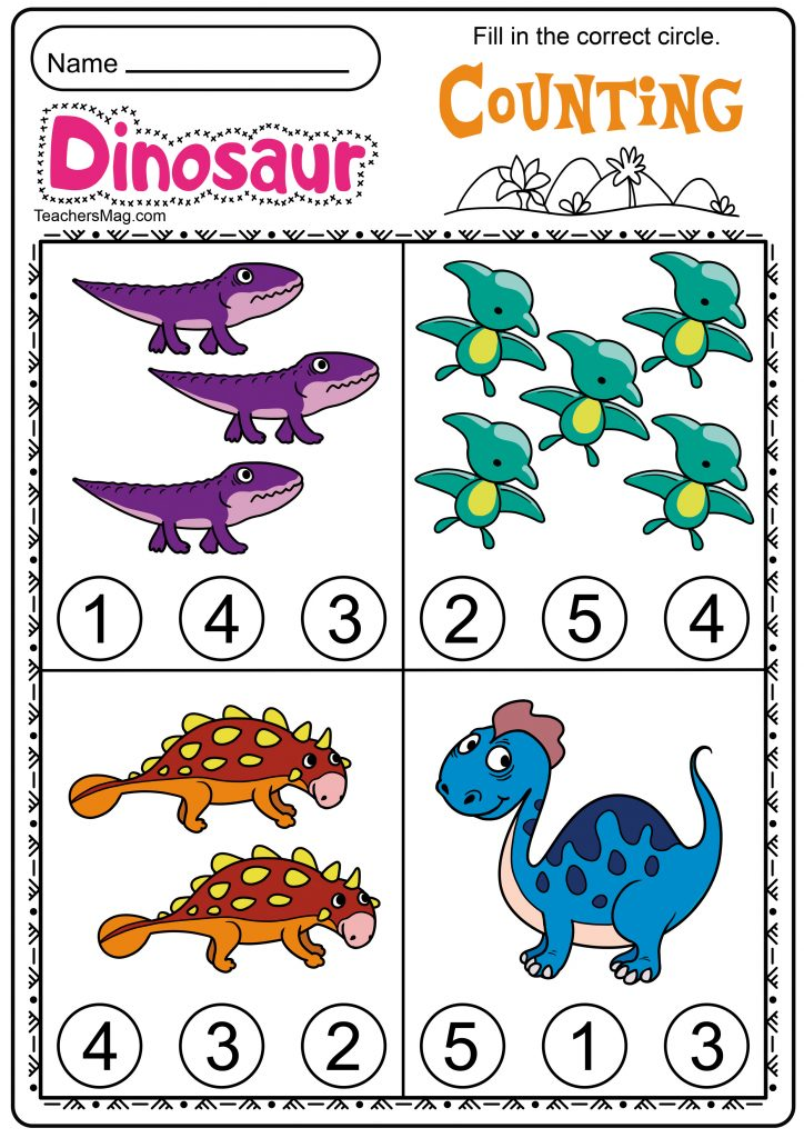 30 Dinosaurs Worksheets For Kindergarten