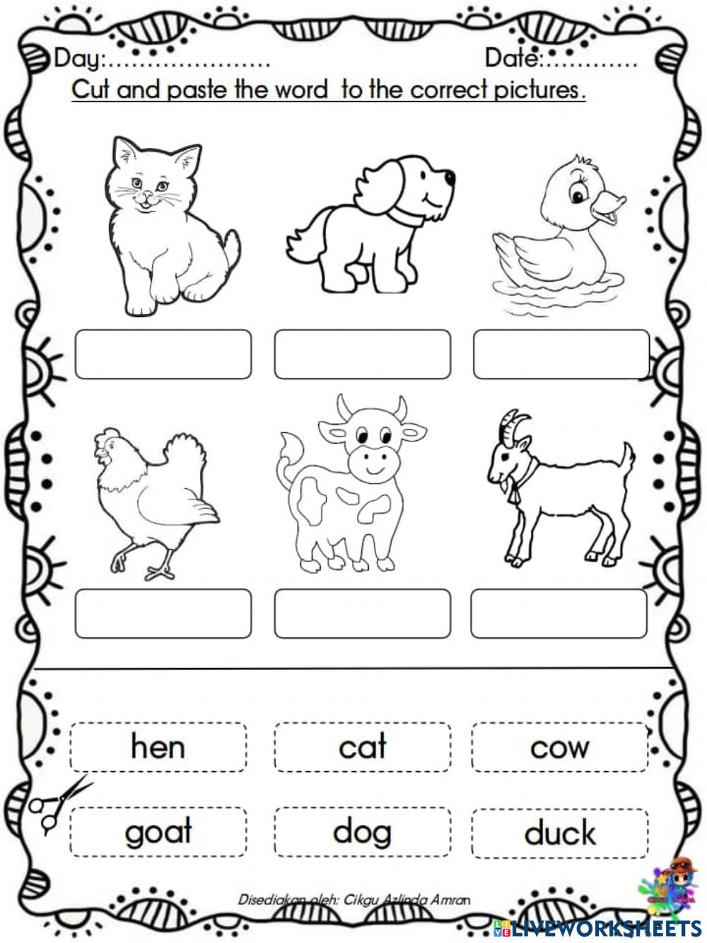 30 Domestic Animals Worksheets For Kindergarten