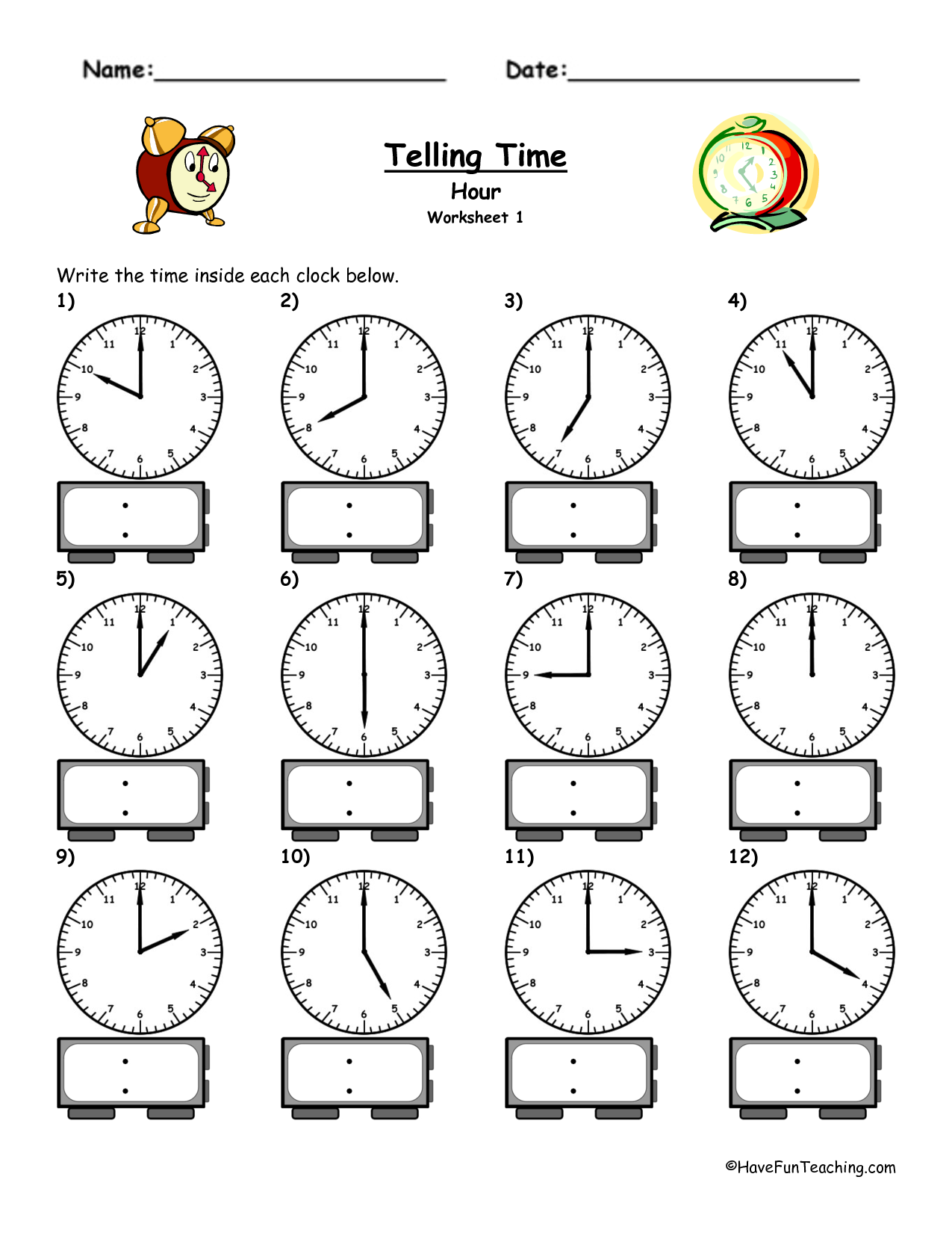 30 Grade 3 Math Worksheets Clock