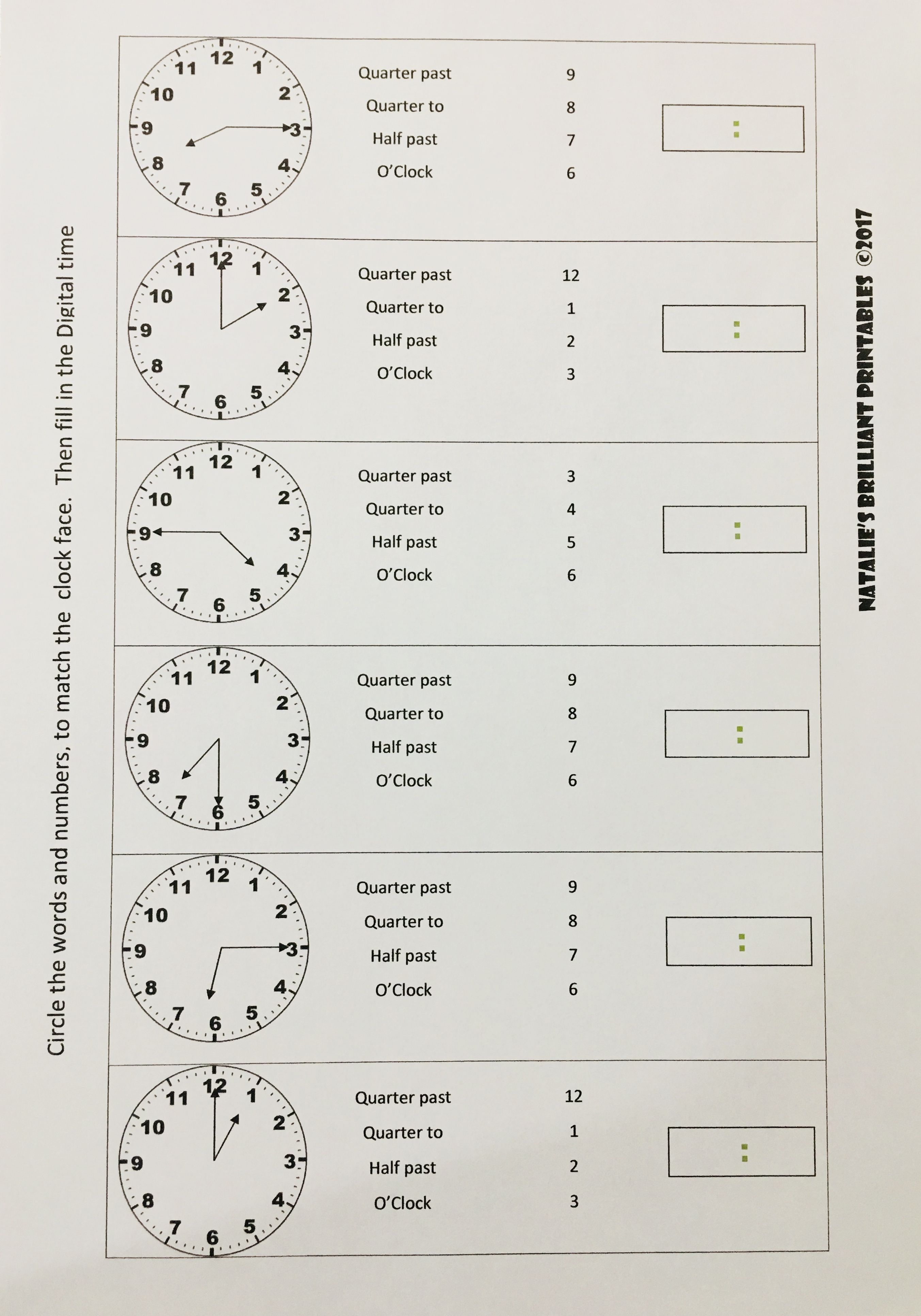 30 Grade 3 Math Worksheets Clock