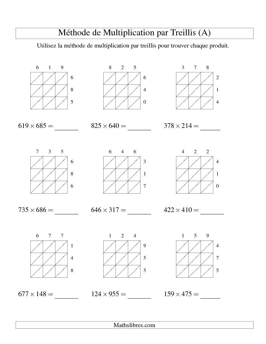 30 Lattice Method Multiplication Worksheets