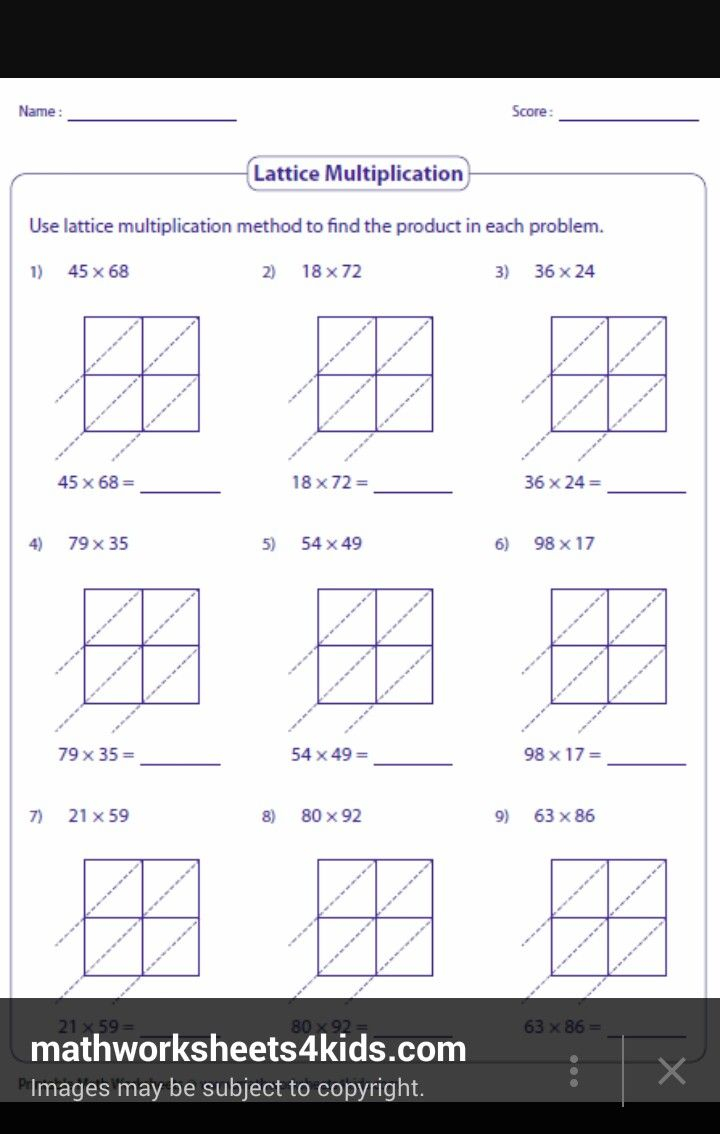 30 Lattice Method Multiplication Worksheets