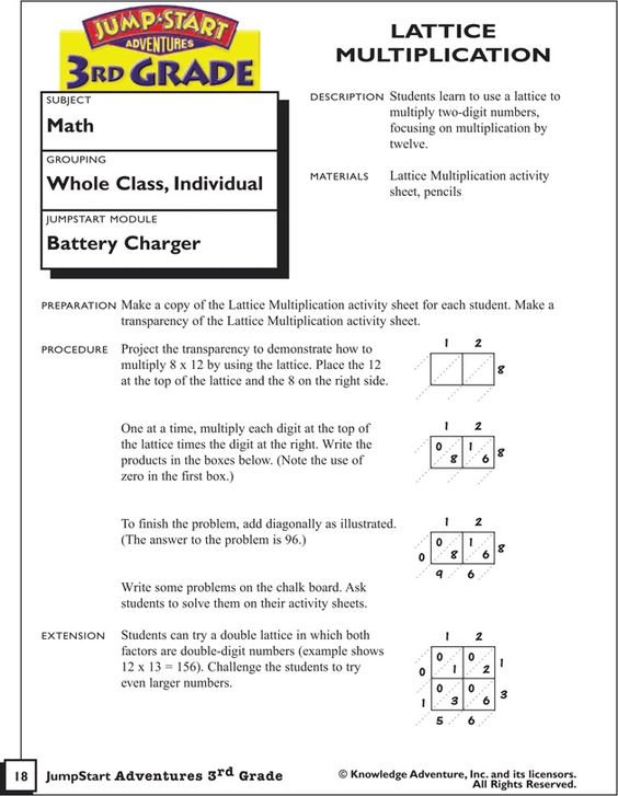 30 Lattice Method Multiplication Worksheets