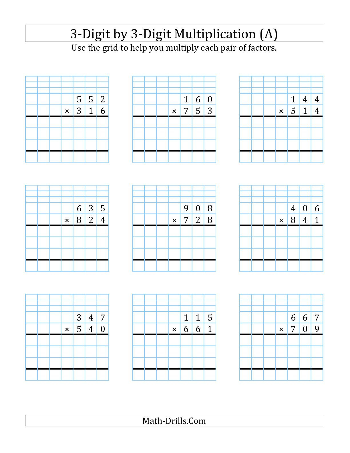 30 Lattice Method Multiplication Worksheets