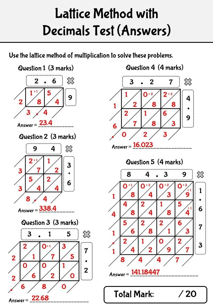 30 Lattice Method Multiplication Worksheets