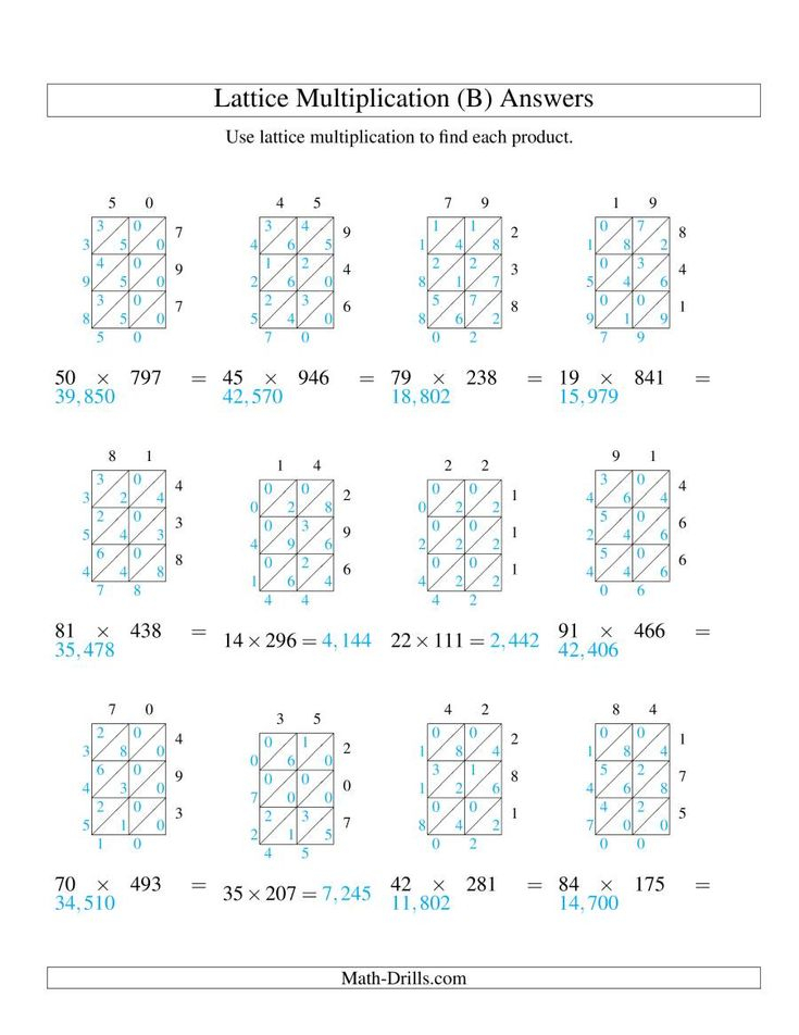 30 Lattice Method Multiplication Worksheets