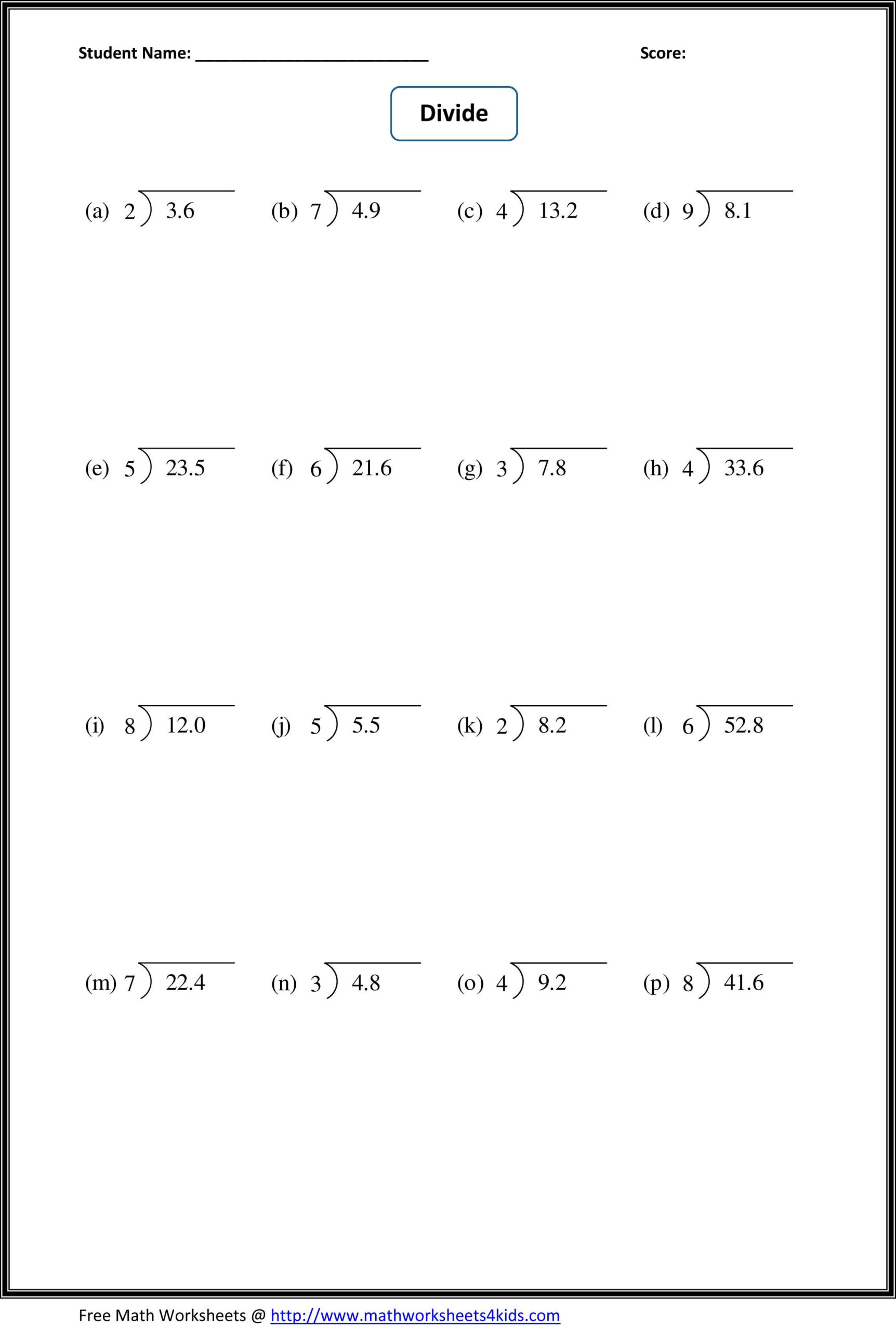 30 Long Division Worksheets 6Th Grade Multiplication