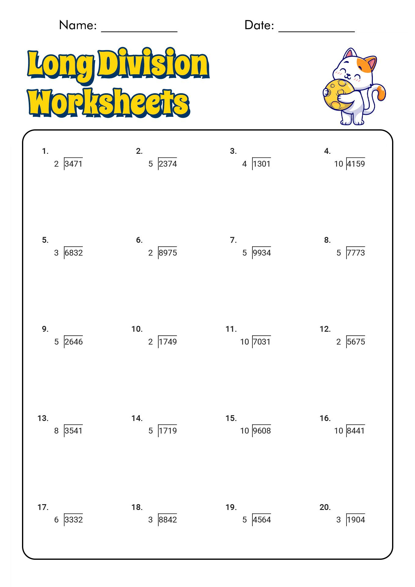 30 Long Division Worksheets 6Th Grade Multiplication