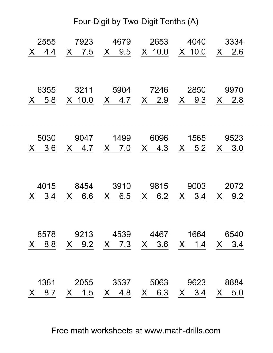 30 Long Division Worksheets 6Th Grade Multiplication