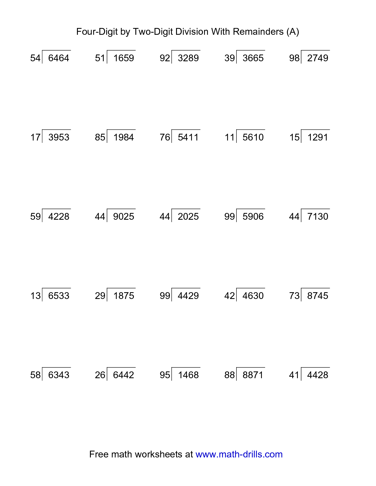 30 Long Division Worksheets 6Th Grade Multiplication