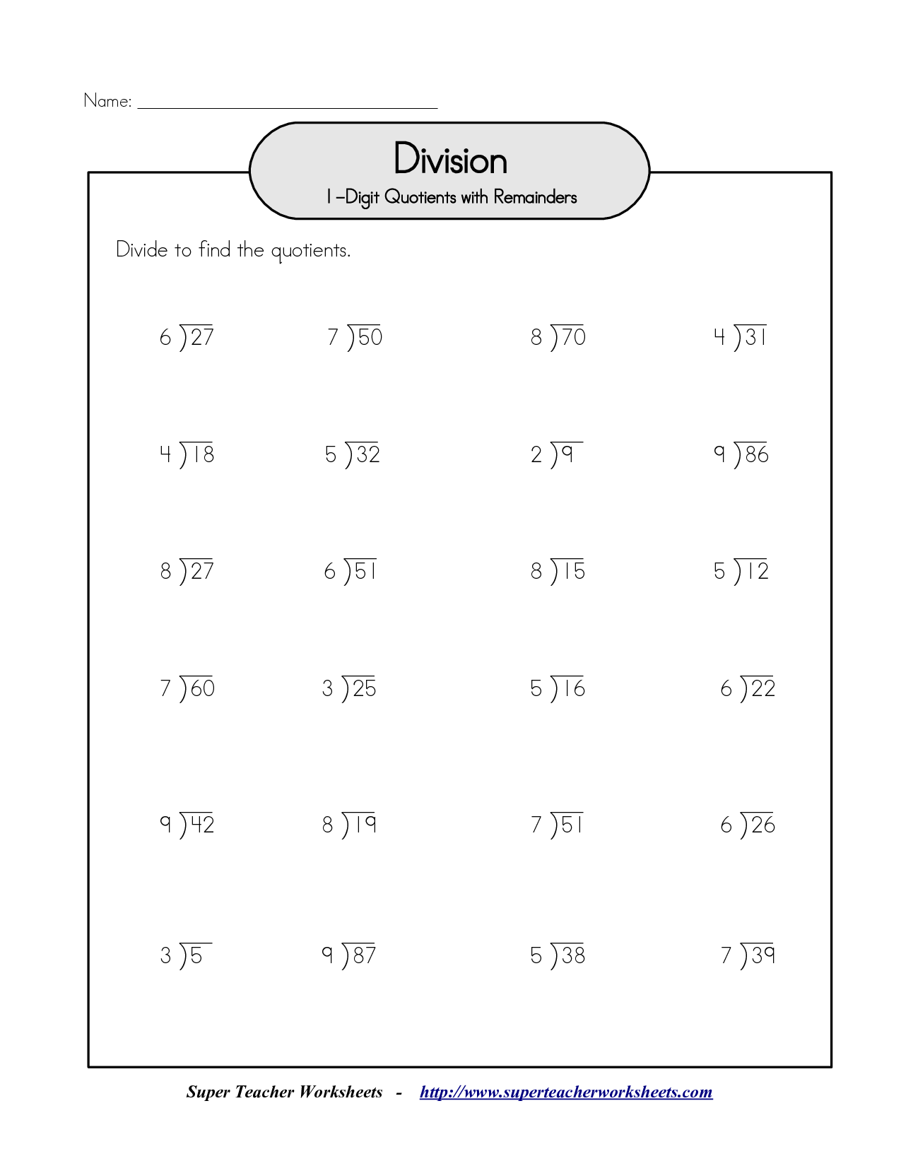 30 Long Division Worksheets 6Th Grade Multiplication