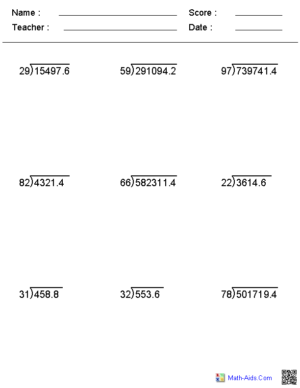 30 Long Division Worksheets 6Th Grade Multiplication