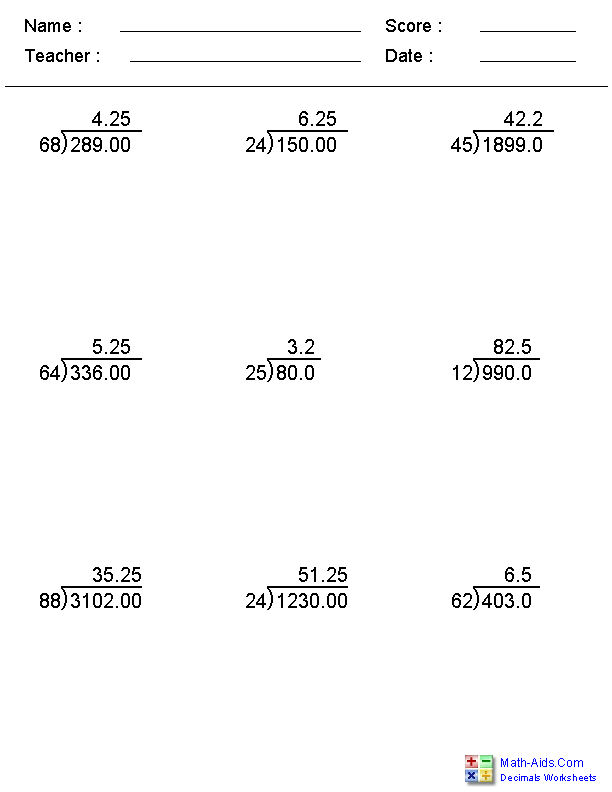 30 Long Division Worksheets 6Th Grade Multiplication