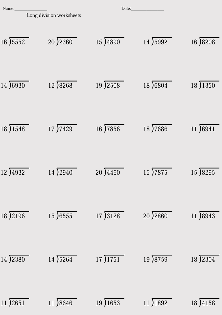 30 Long Division Worksheets 6Th Grade Multiplication