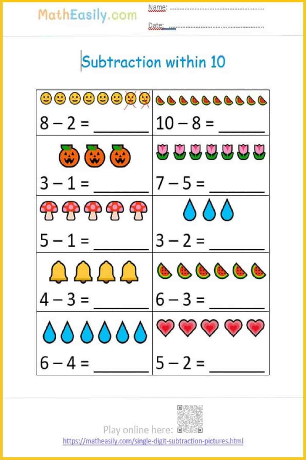 30 Math Subtraction Worksheets For Kids