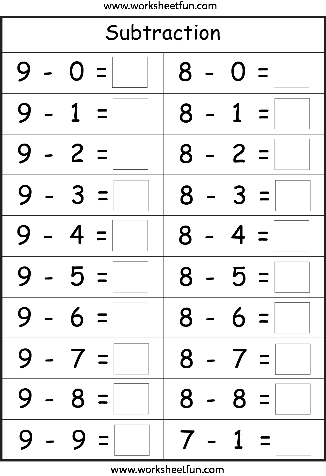 30 Math Subtraction Worksheets For Kids