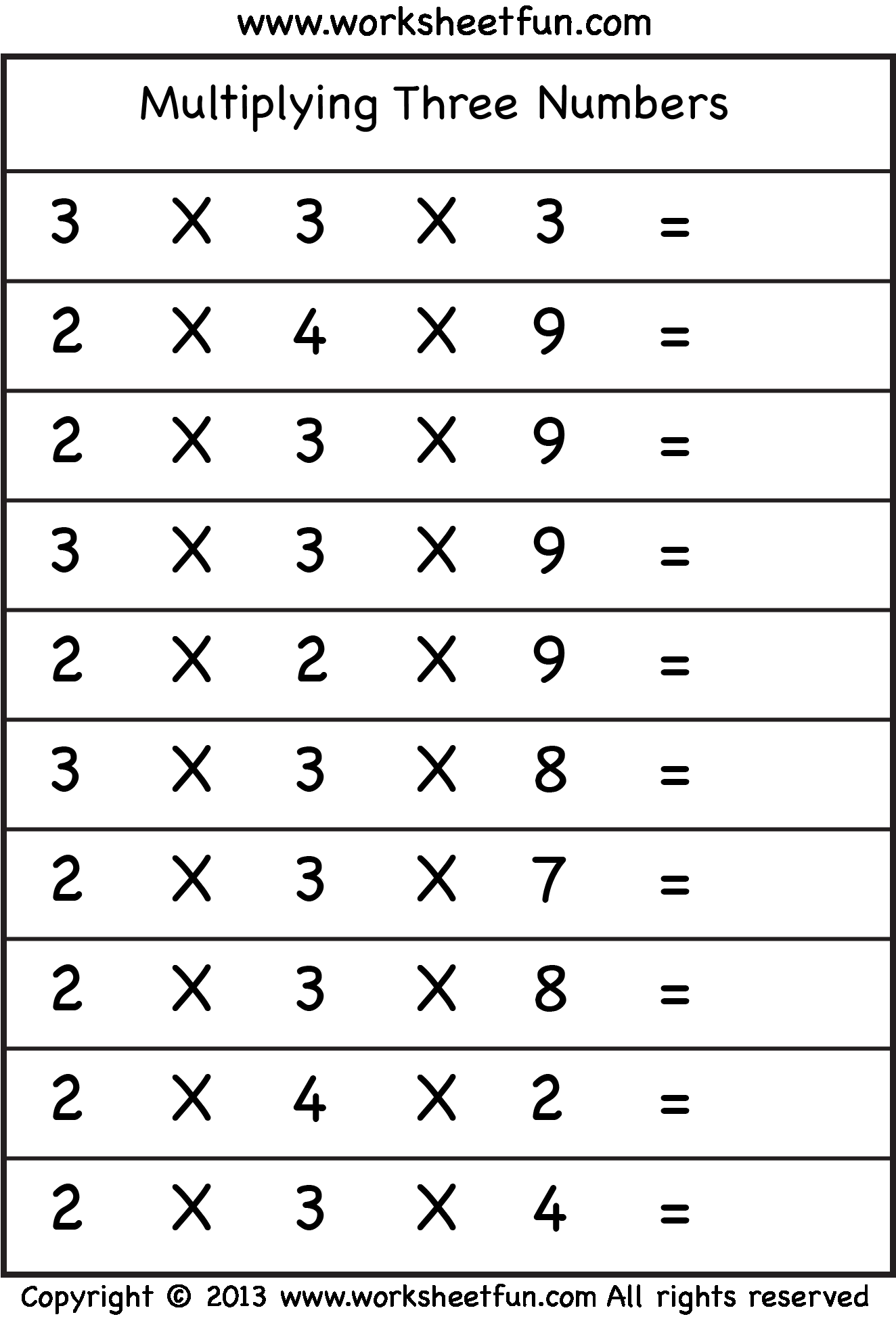 30 Multiplication By 3 Worksheets Free