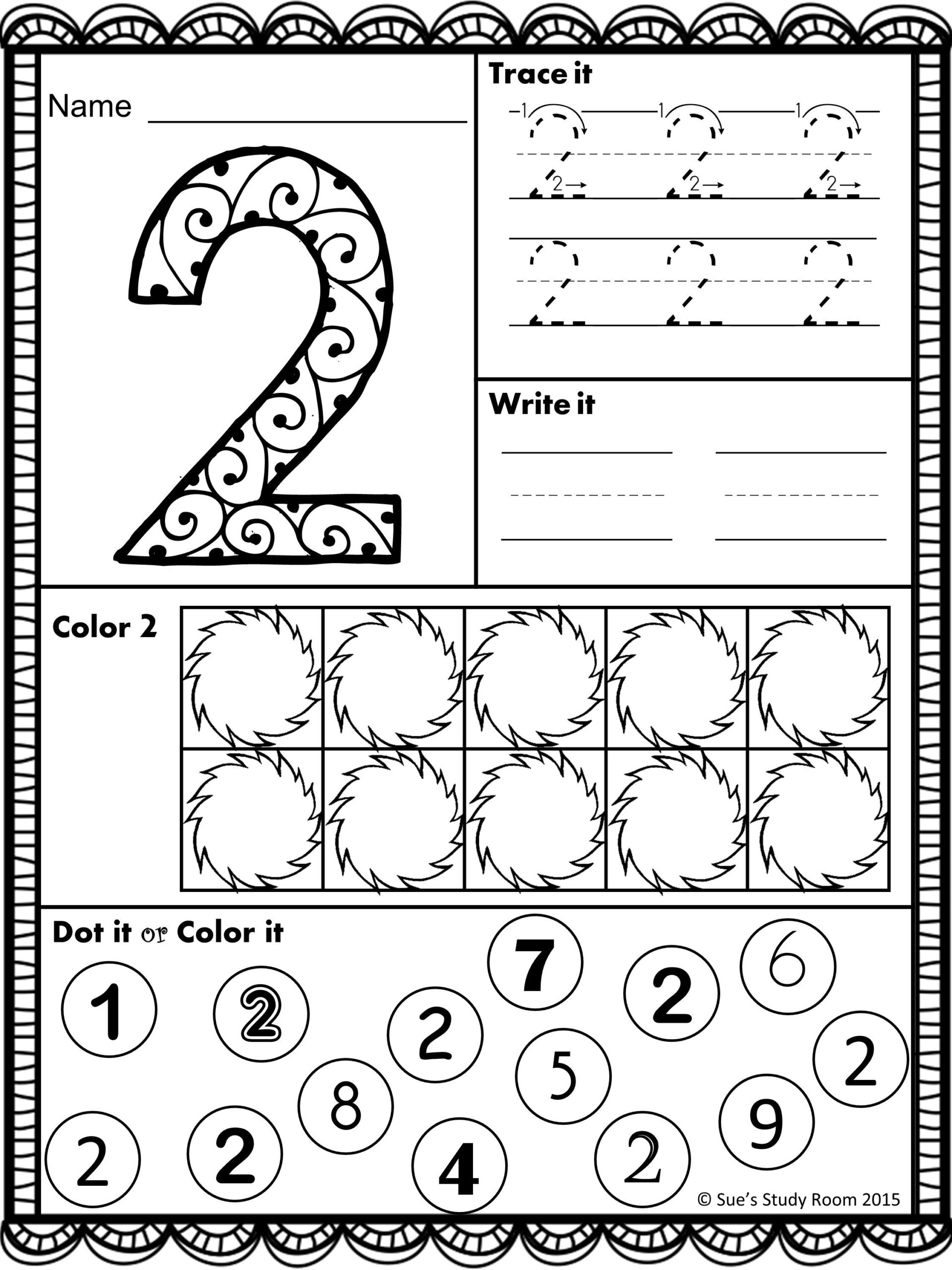 30 Number 1 Worksheets For Preschool Math