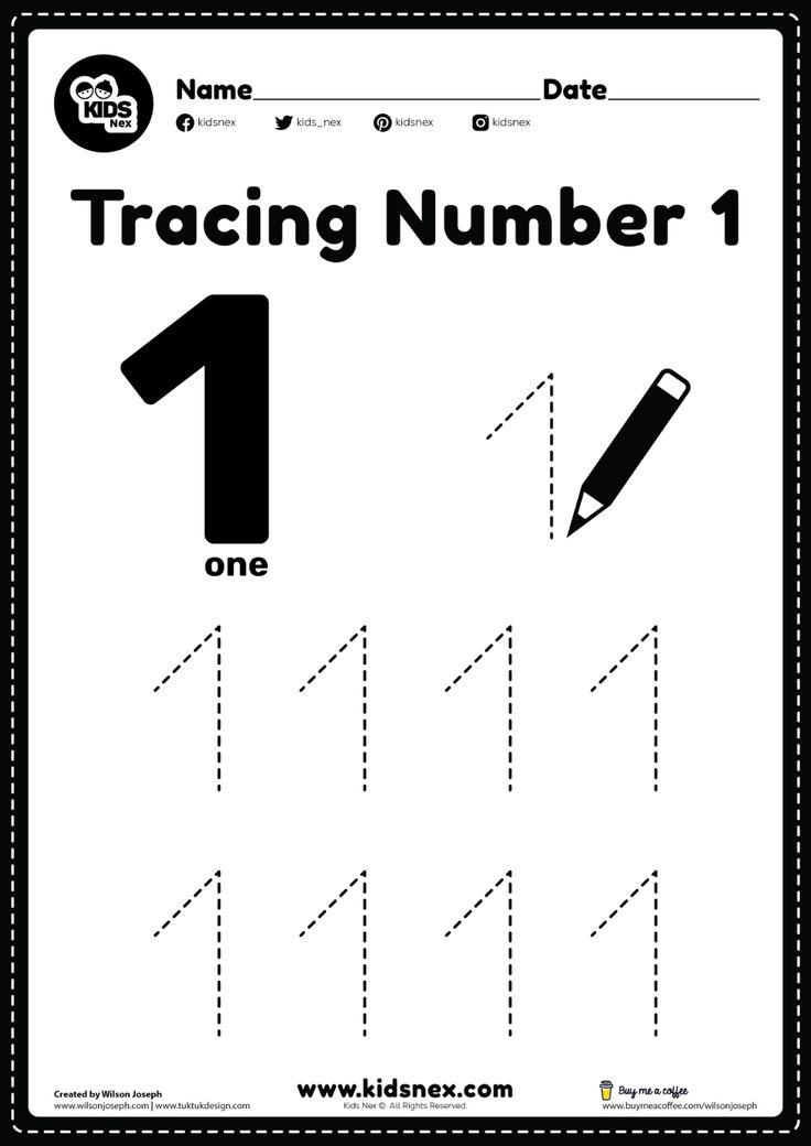 30 Number 1 Worksheets For Preschool Math