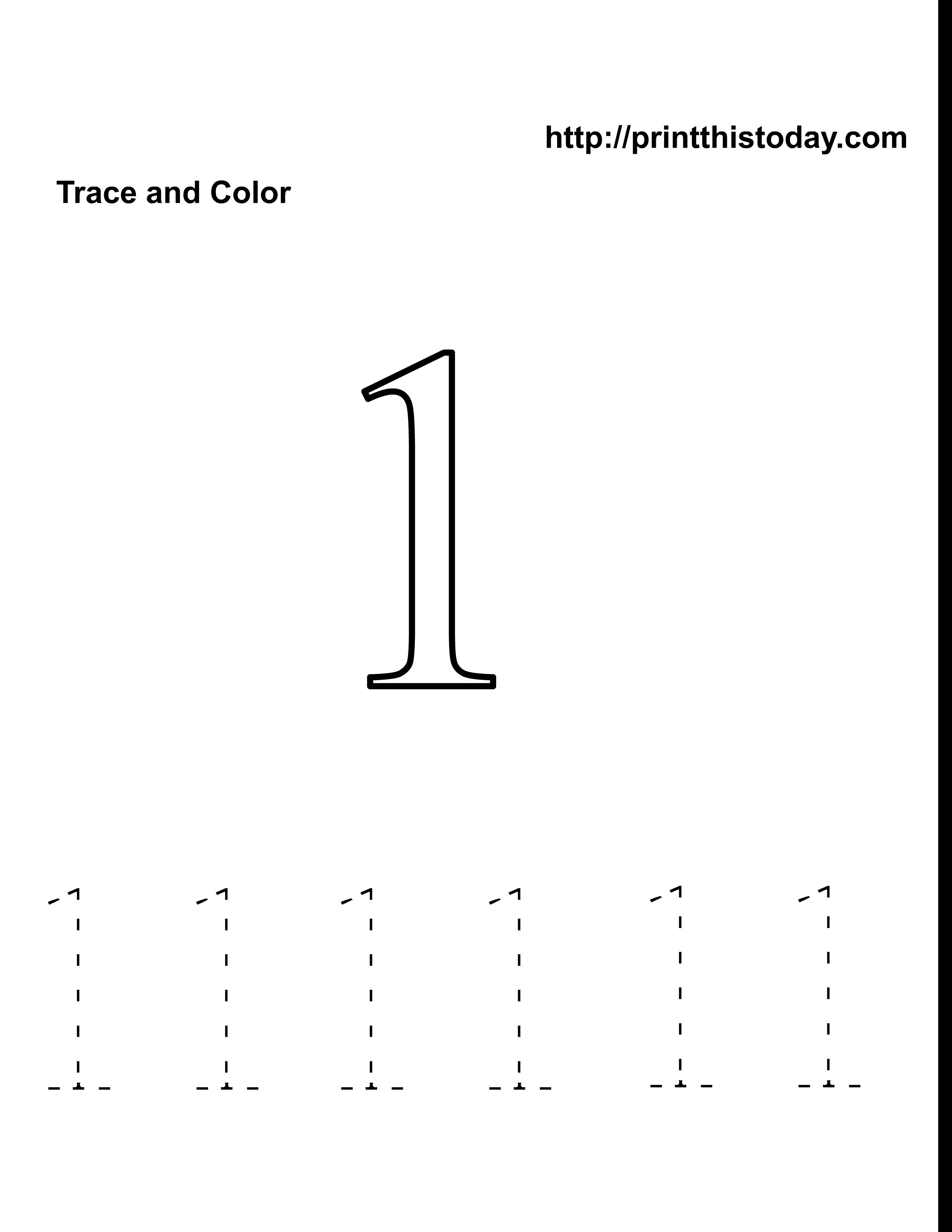 30 Number 1 Worksheets For Preschool Math