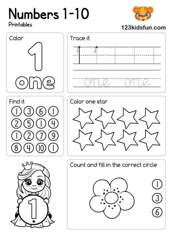 30 Number 1 Worksheets For Preschool Math