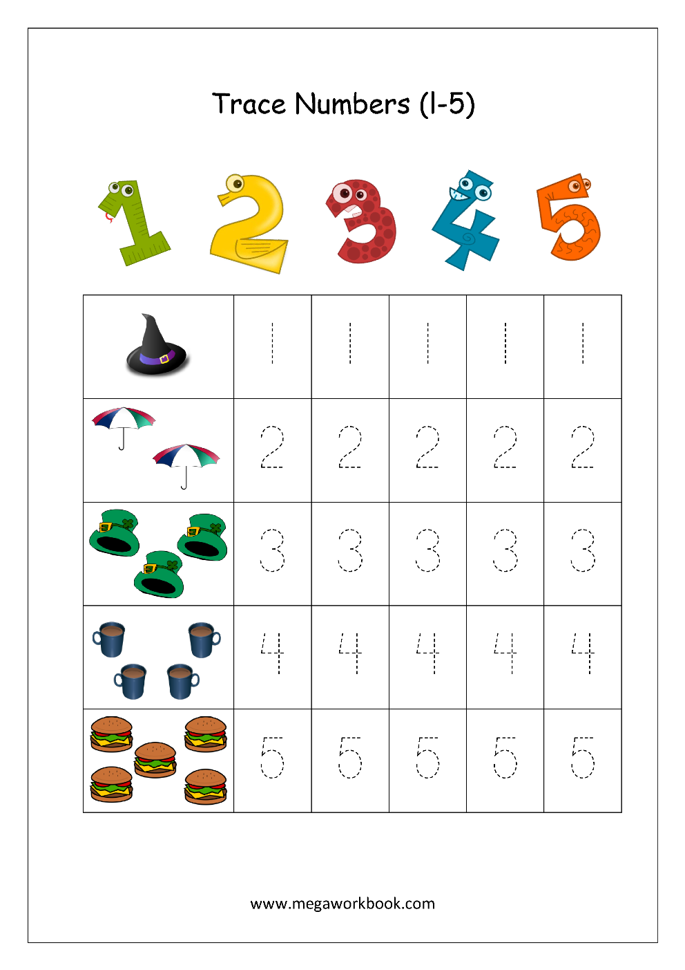 30 Number 1 Worksheets For Preschool Math