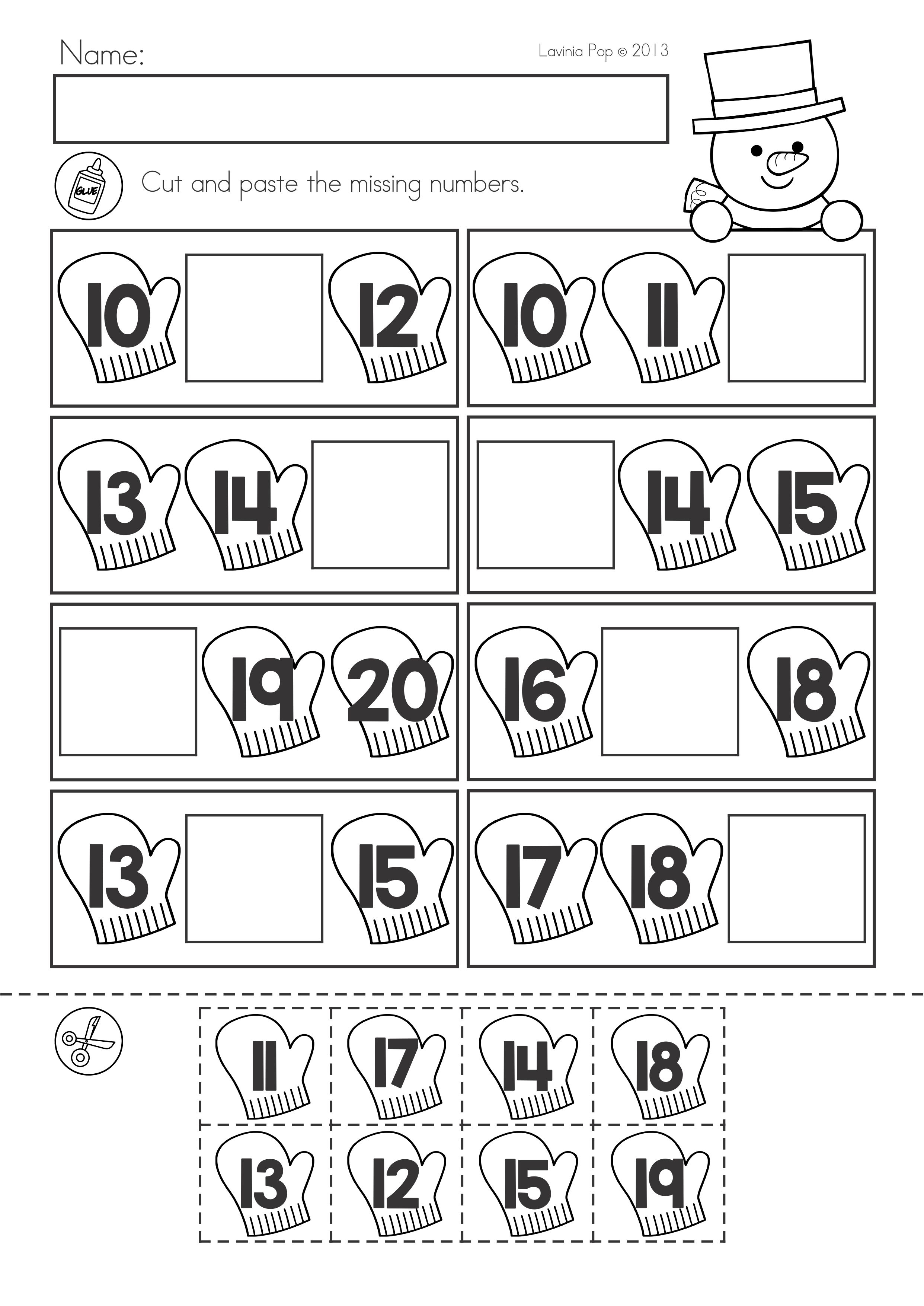 30 Numbers Worksheets For Kids Cut And Paste