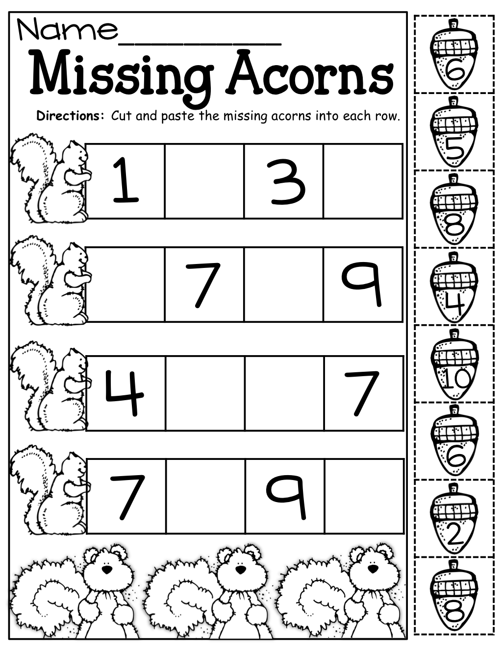 30 Numbers Worksheets For Kids Cut And Paste