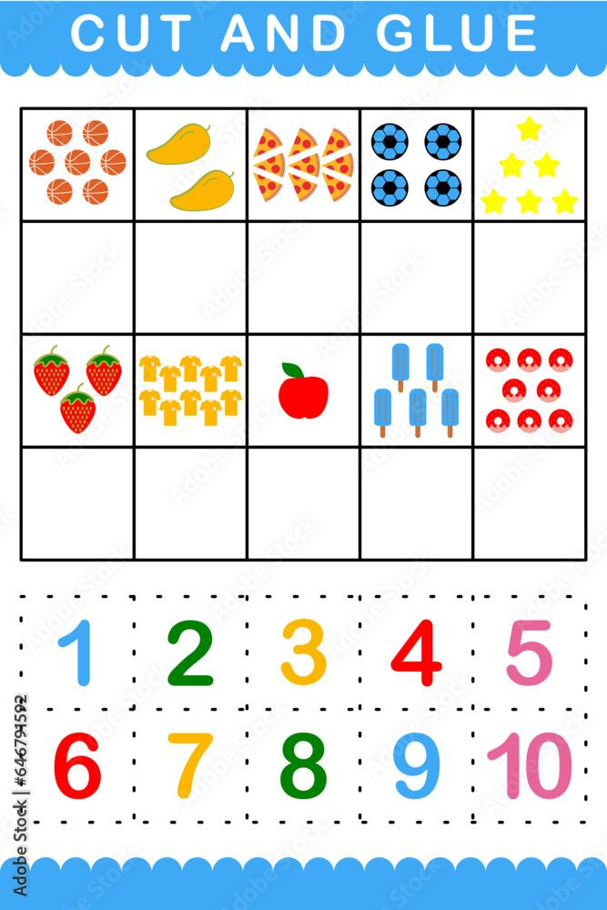 30 Numbers Worksheets For Kids Cut And Paste