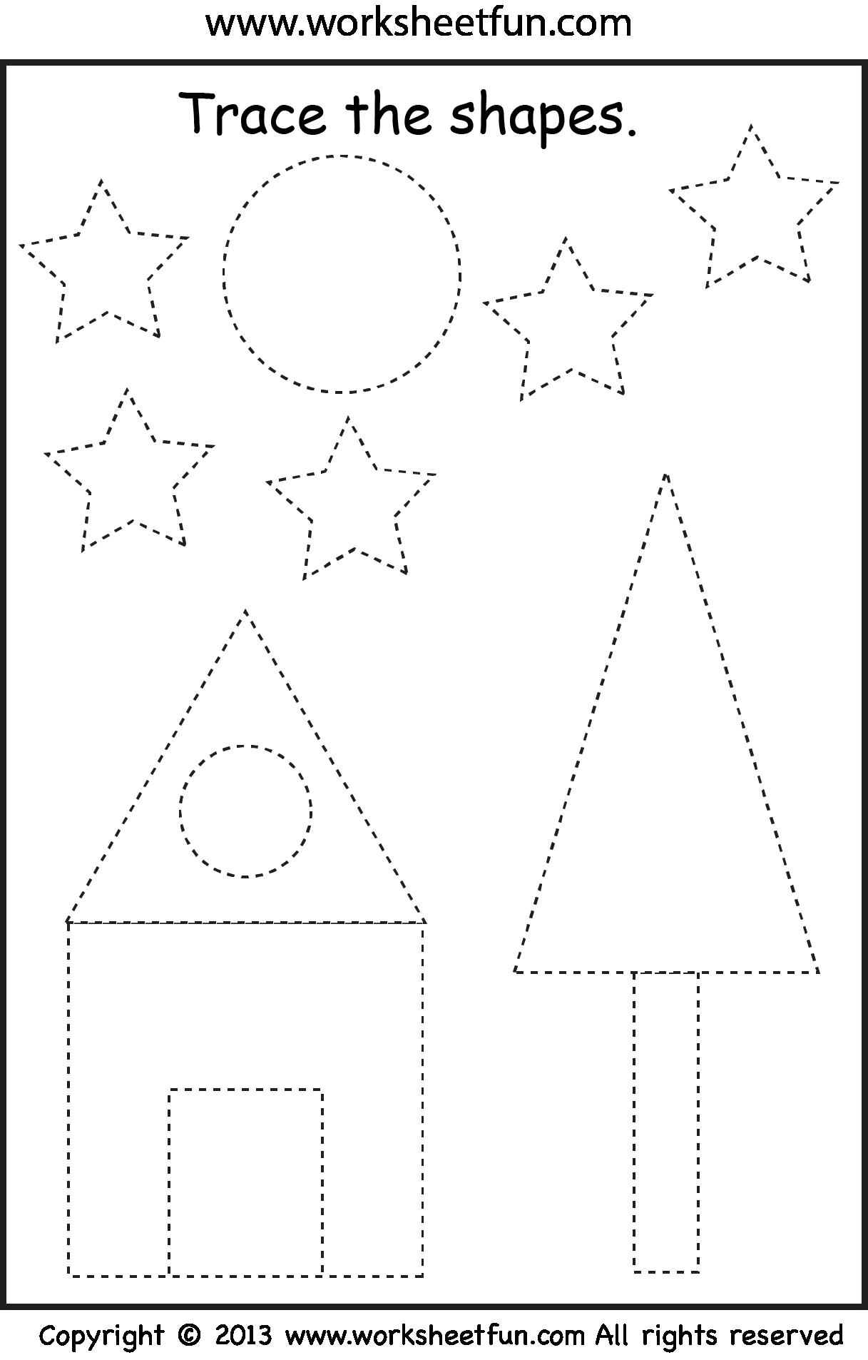 30 Shapes Tracing Worksheets For Kindergarten