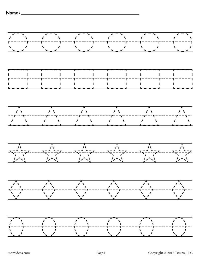 30 Shapes Tracing Worksheets For Kindergarten