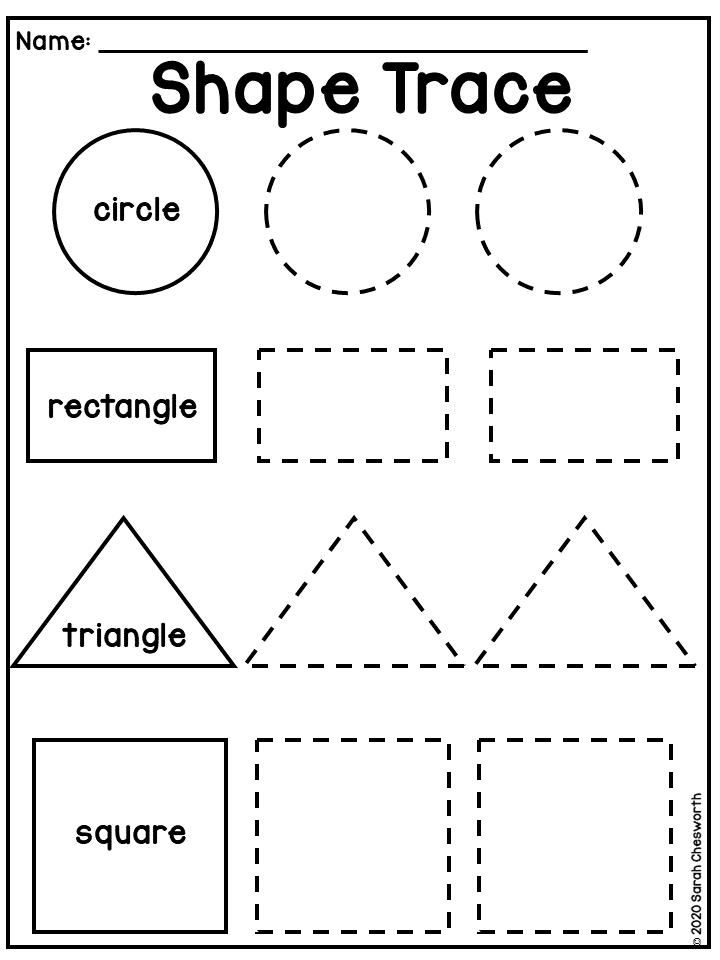 30 Shapes Tracing Worksheets For Kindergarten