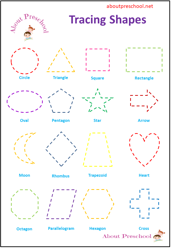 30 Shapes Tracing Worksheets For Kindergarten